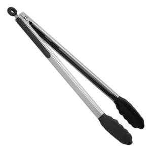 Pinça Pegador Culinário Silicone 45 Cm Multiuso Inox Preto